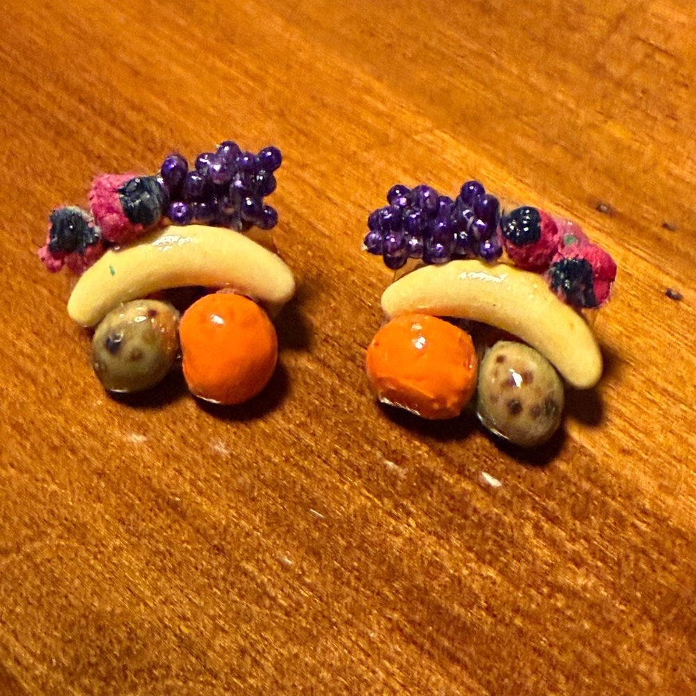 Vintage handcrafted mixed Fruit Stud Earrings